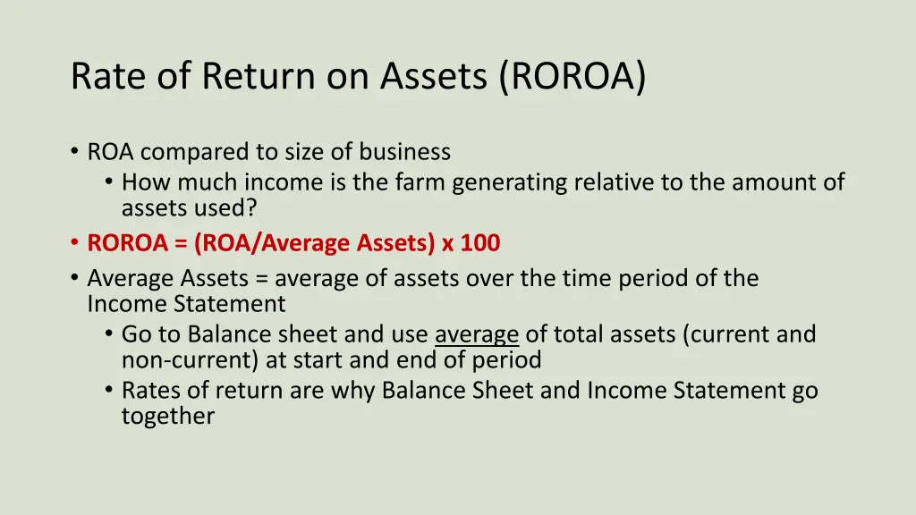 rate of return on assets roroa