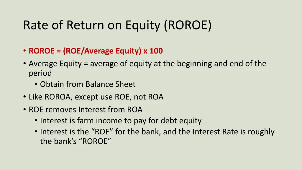 rate of return on equity roroe