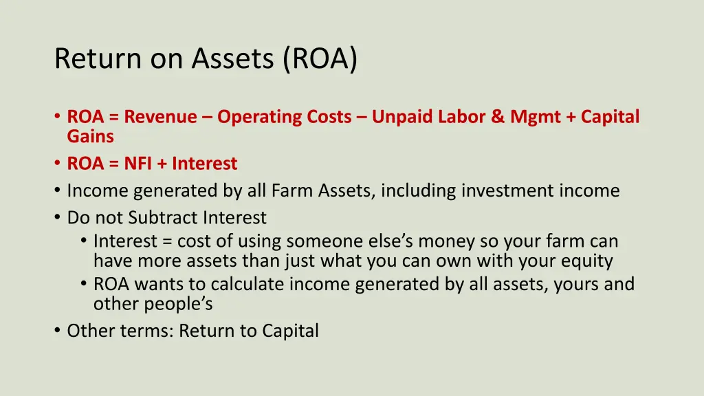 return on assets roa