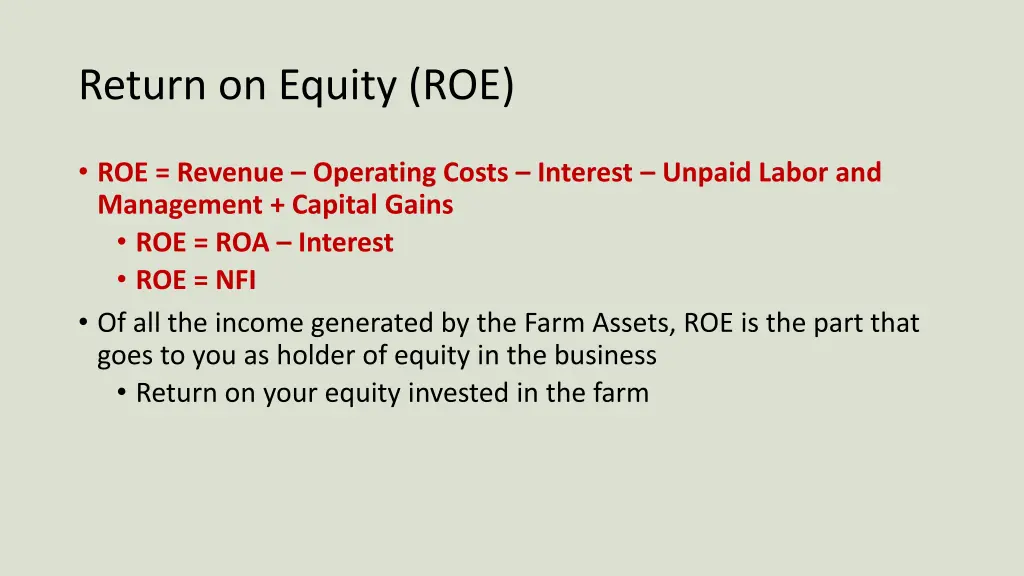 return on equity roe