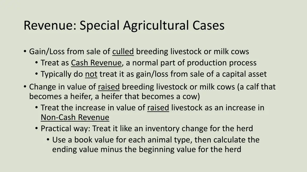 revenue special agricultural cases