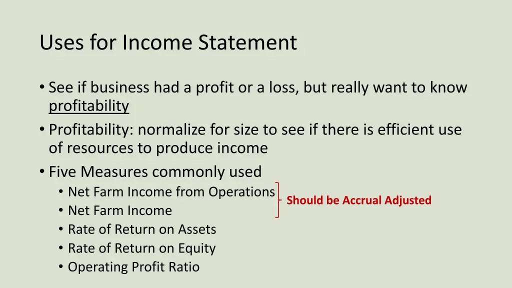 uses for income statement