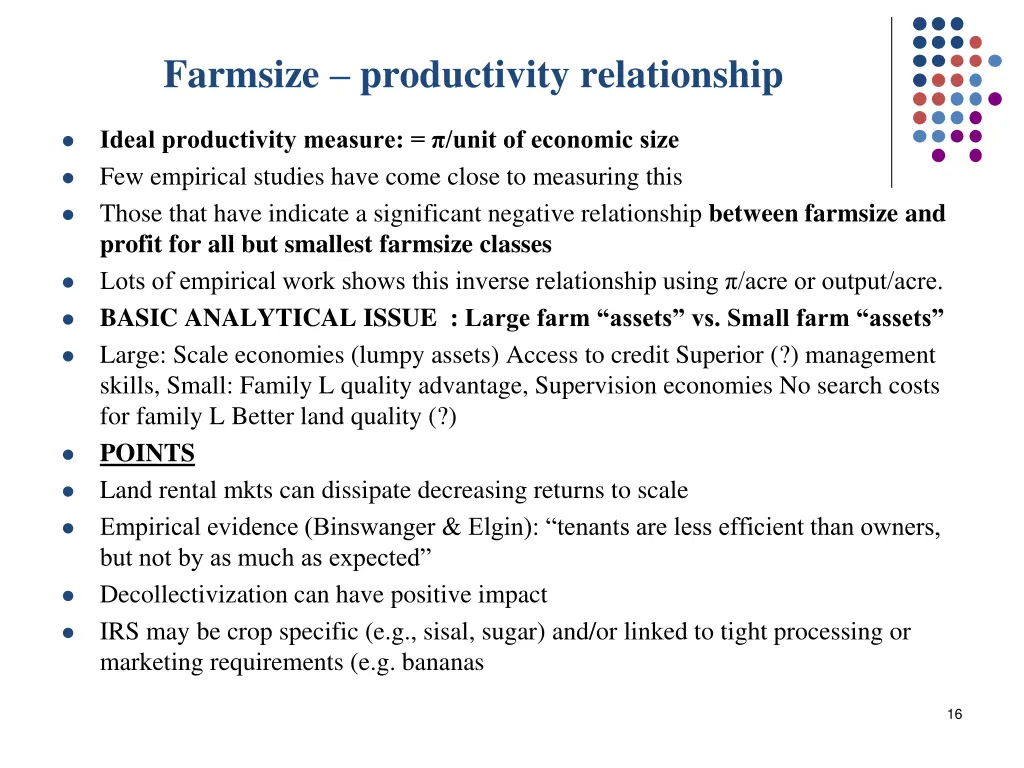 farmsize productivity relationship