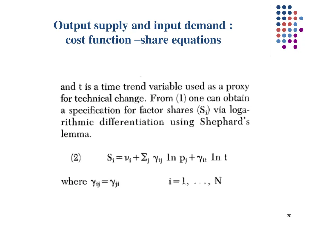 output supply and input demand cost function 1