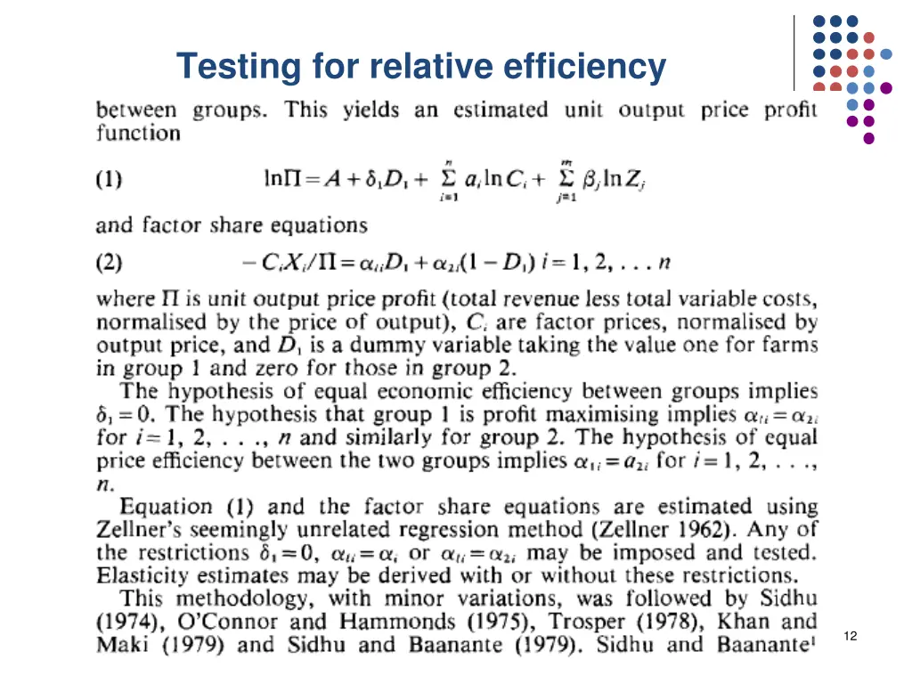 testing for relative efficiency