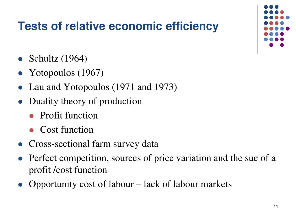 tests of relative economic efficiency