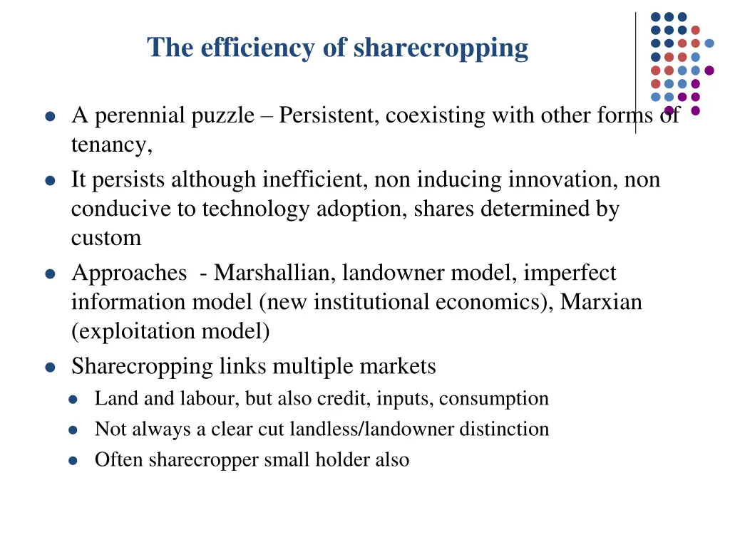 the efficiency of sharecropping