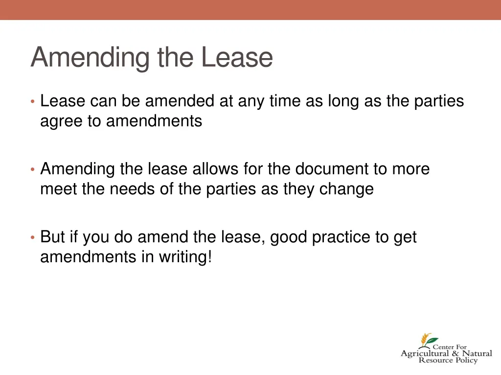 amending the lease