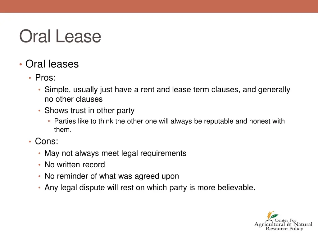 oral lease