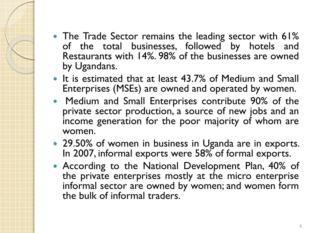 the trade sector remains the leading sector with