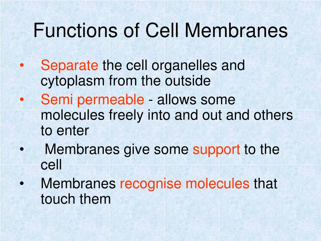 functions of cell membranes