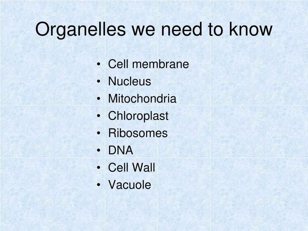 organelles we need to know