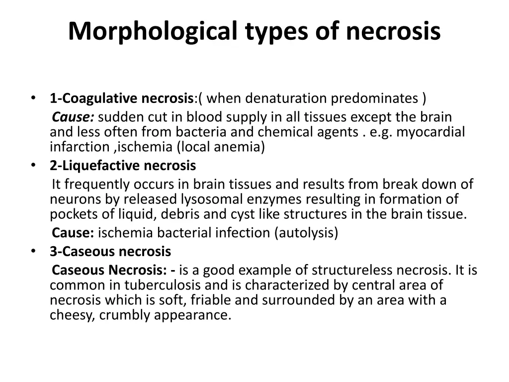 morphological types of necrosis