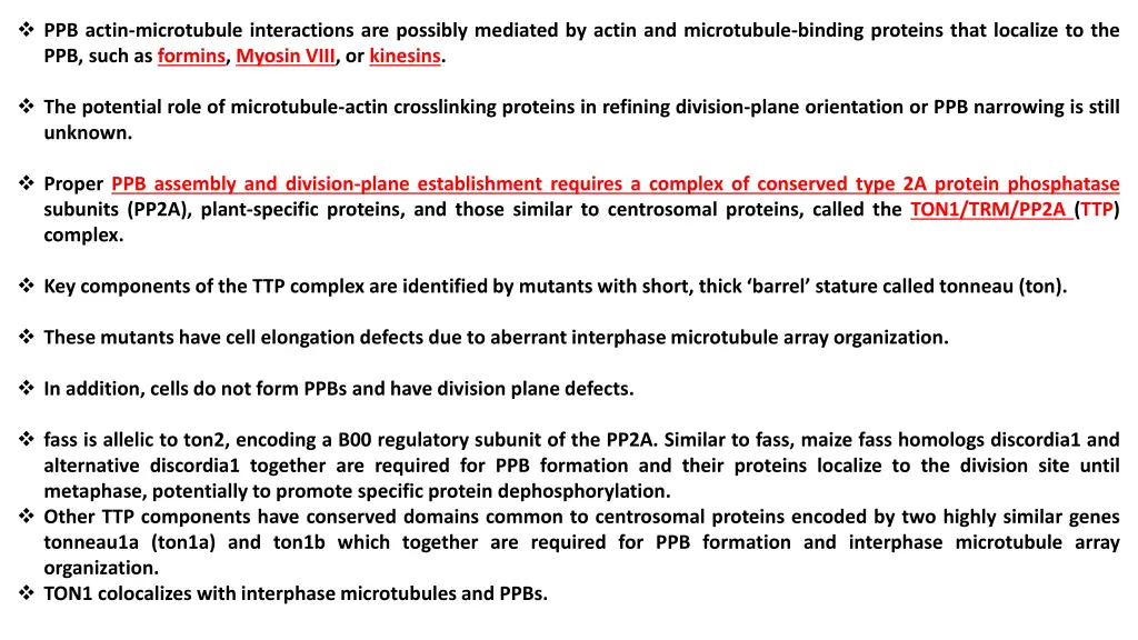 ppb actin microtubule interactions are possibly