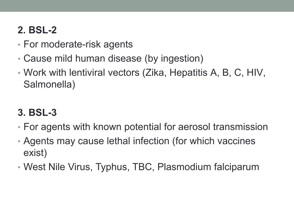 2 bsl 2 for moderate risk agents cause mild human