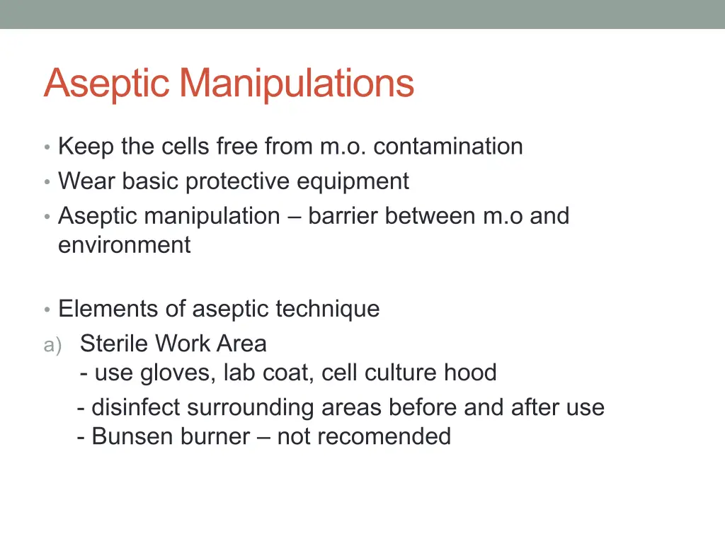 aseptic manipulations