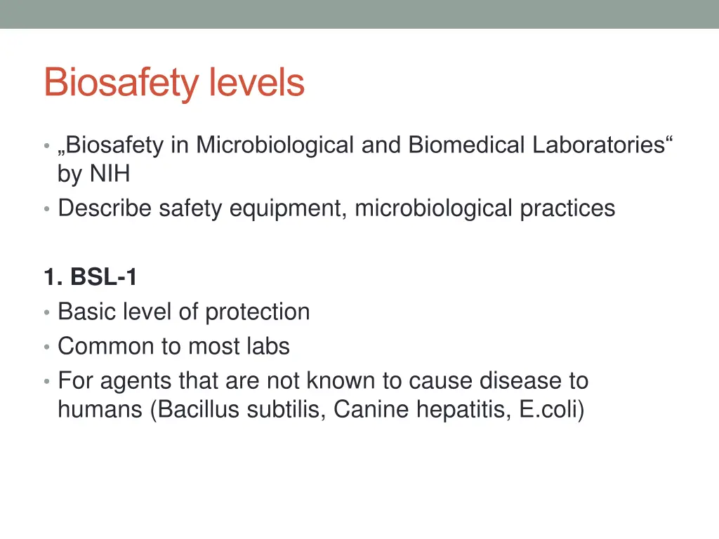 biosafety levels