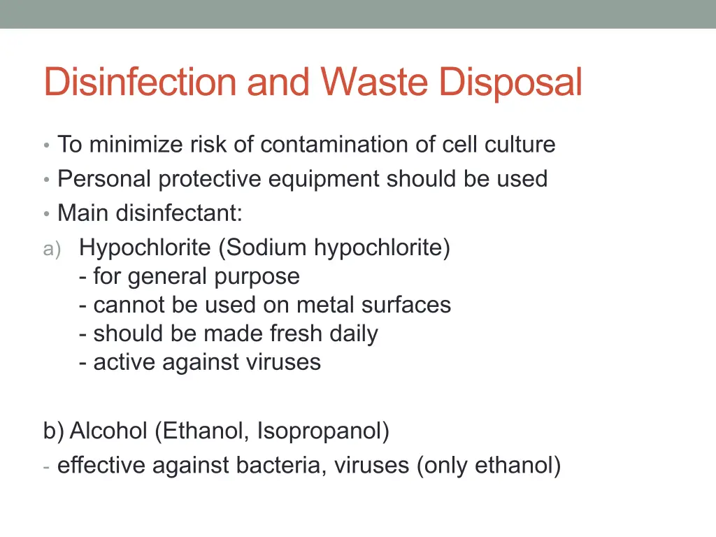 disinfection and waste disposal