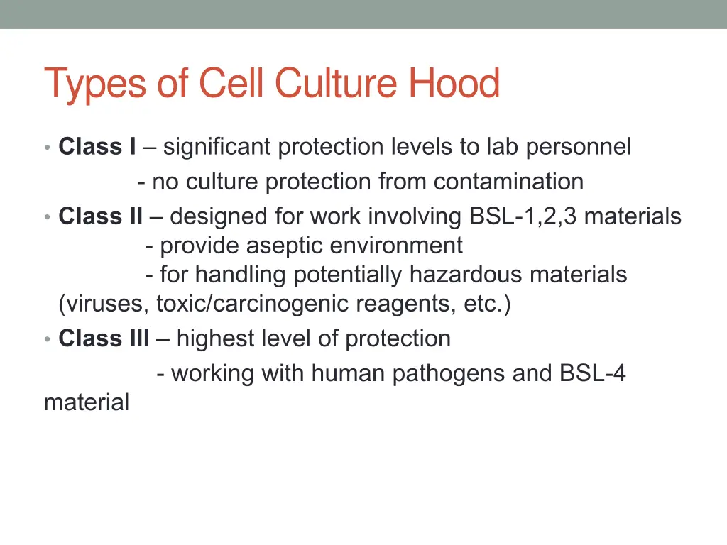 types of cell culture hood