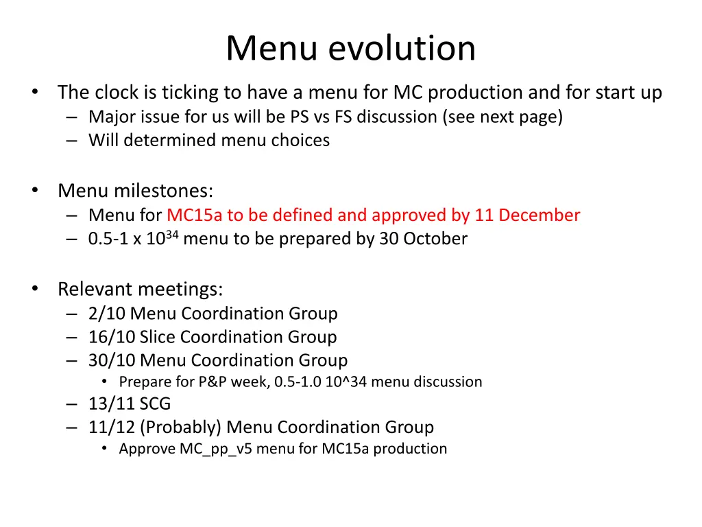 menu evolution