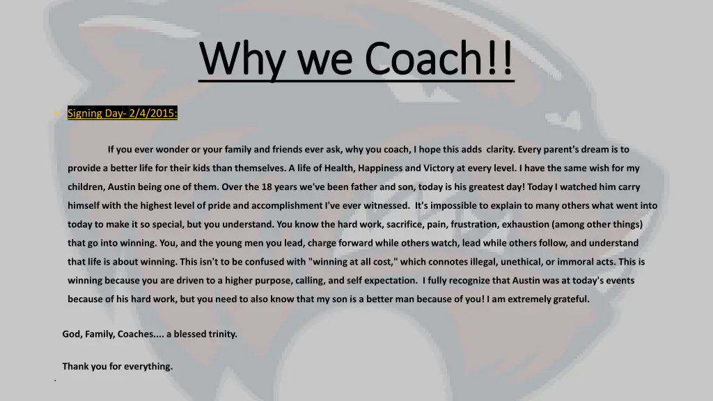 why we coach why we coach