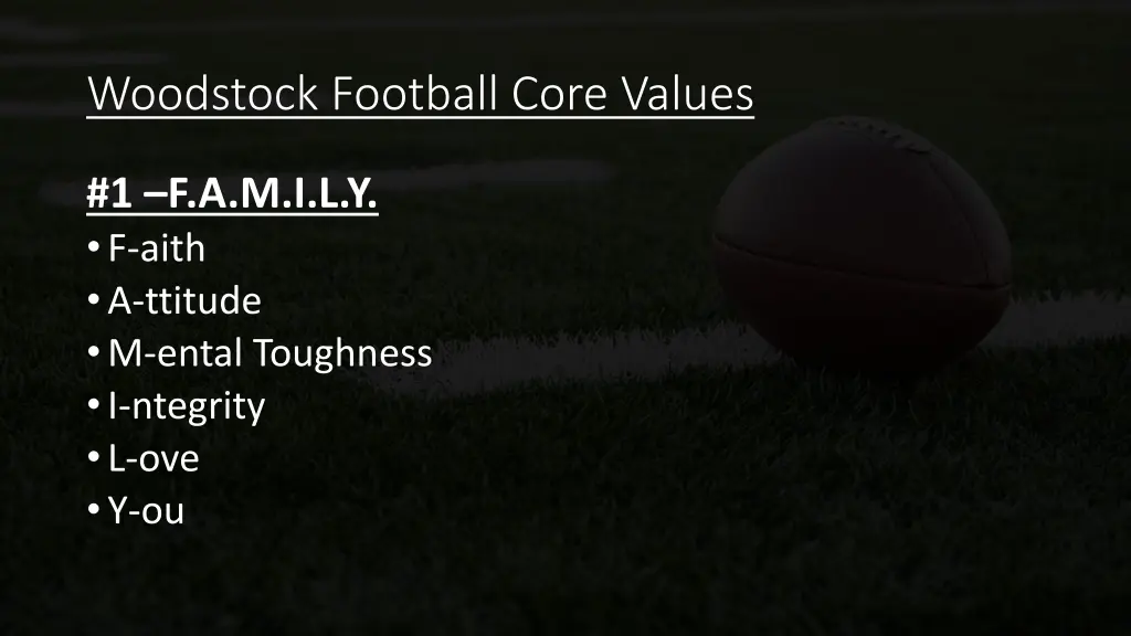 woodstock football core values