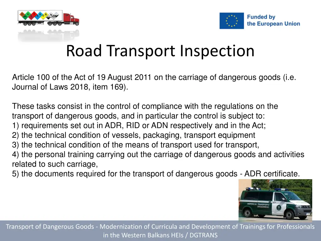 road transport inspection