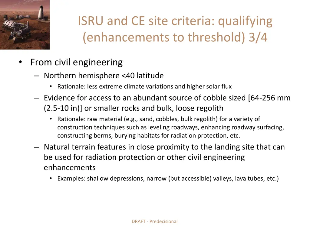 isru and ce site criteria qualifying enhancements 2