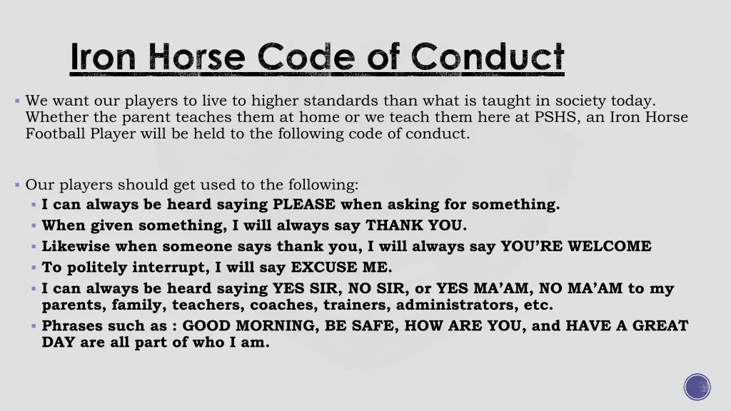 iron horse code of conduct