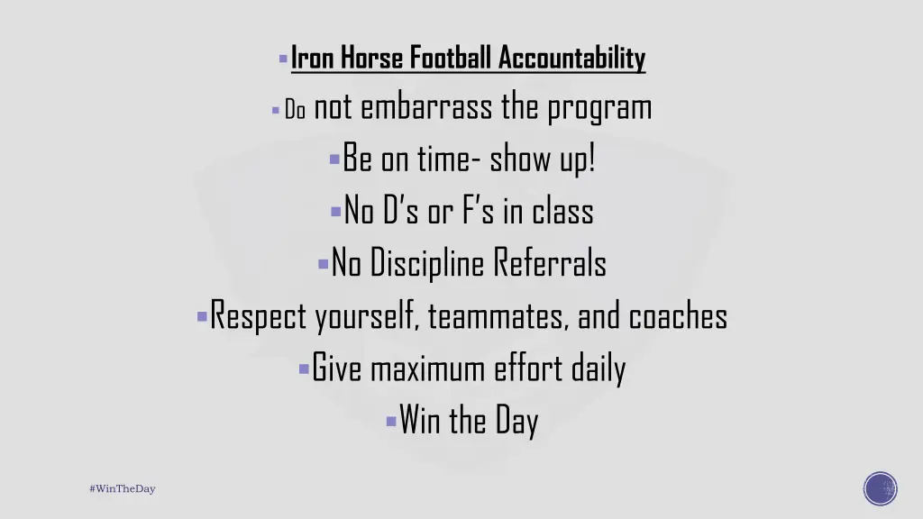 iron horse football accountability