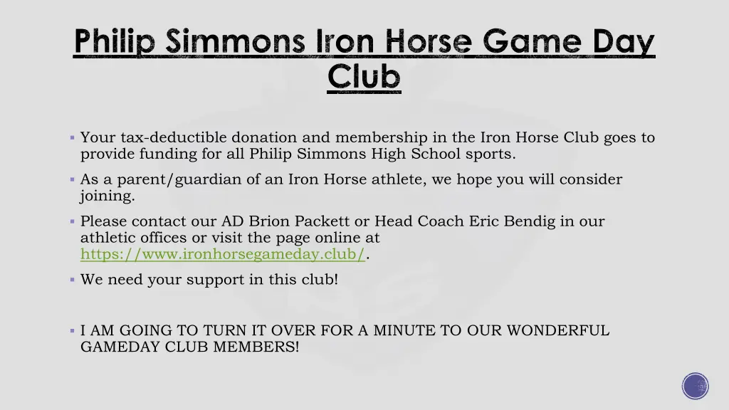 philip simmons iron horse game day club