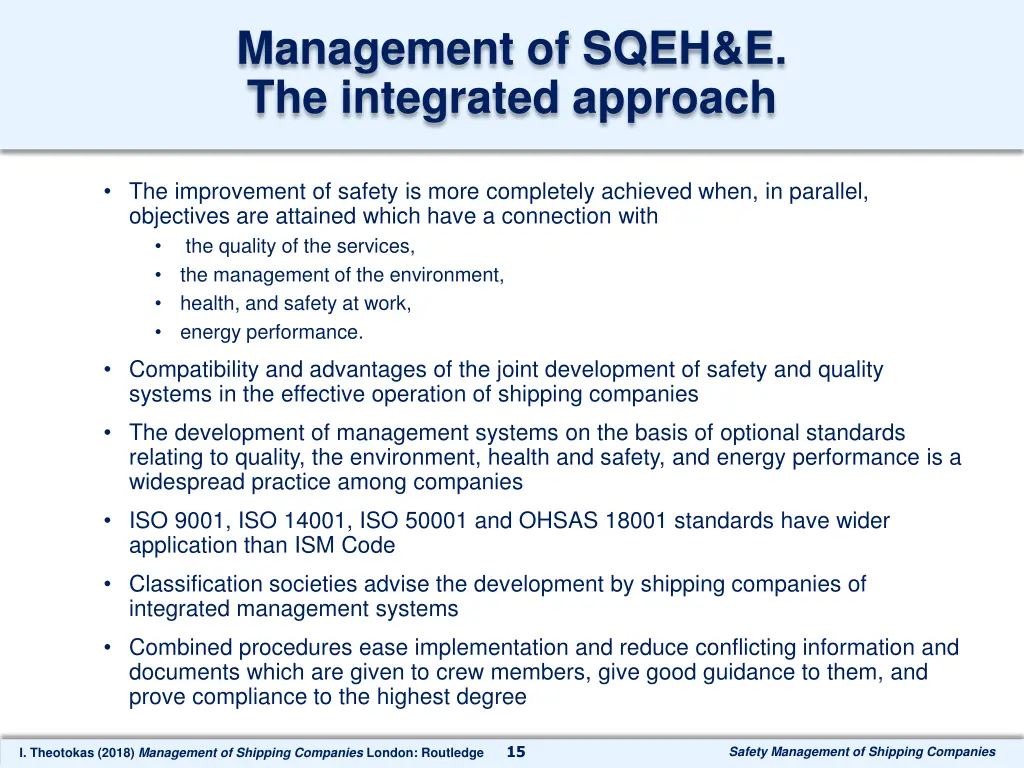 management of sqeh e the integrated approach