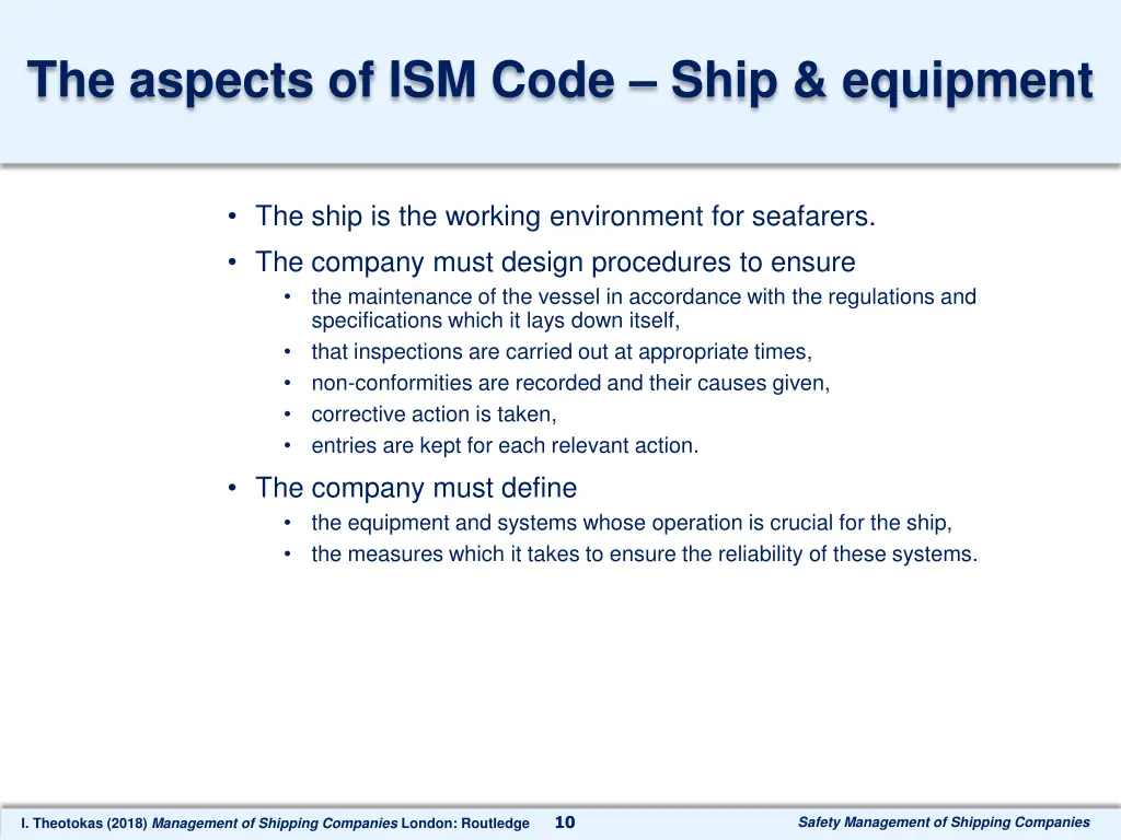 the aspects of ism code ship equipment