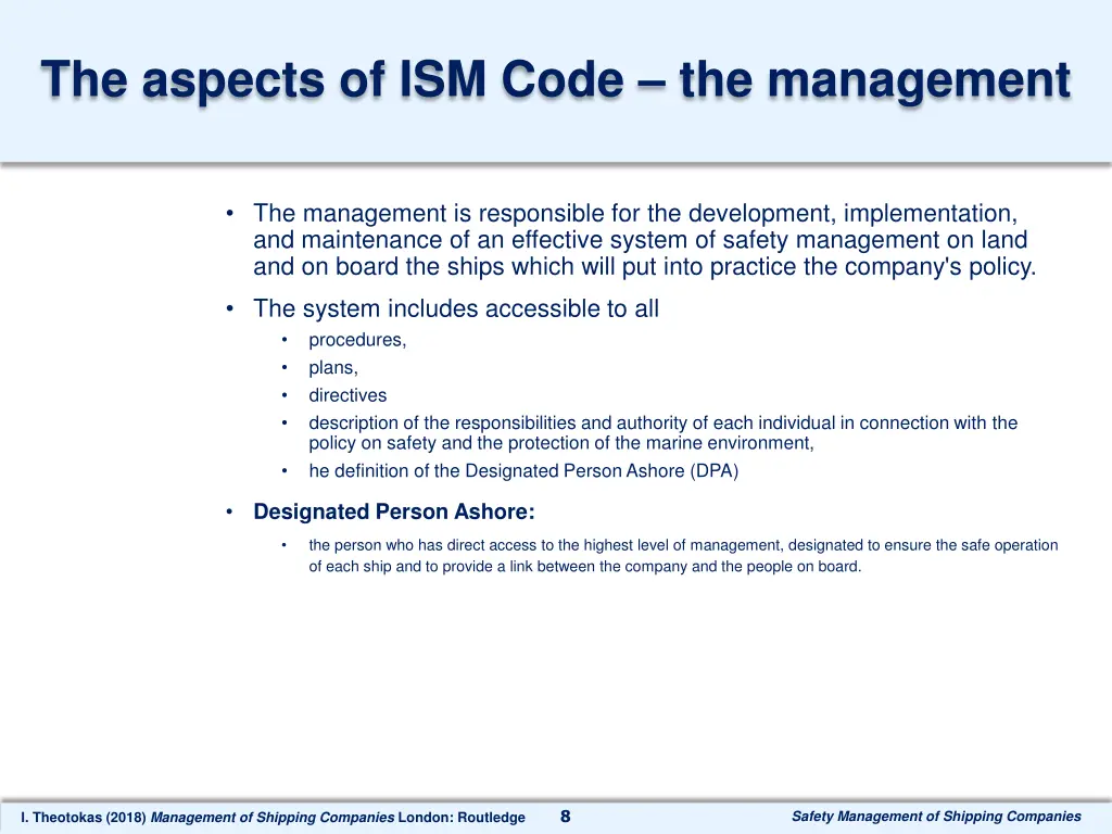 the aspects of ism code the management