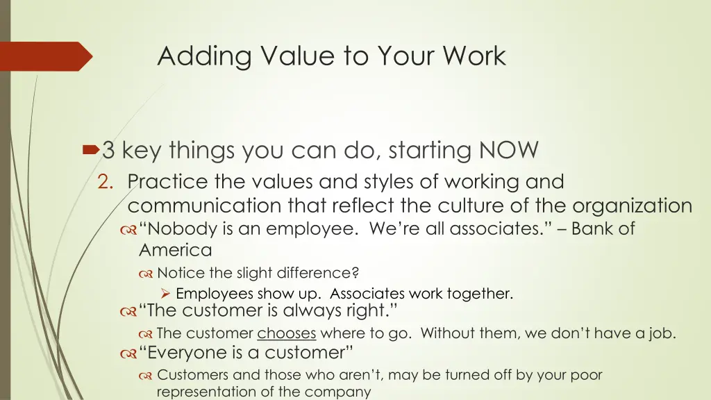 adding value to your work 2