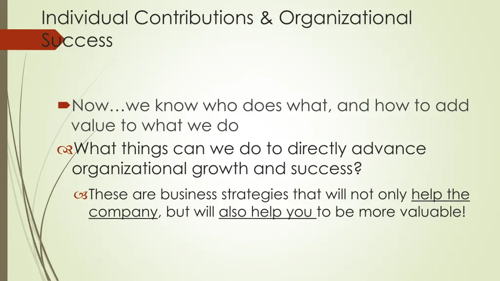 individual contributions organizational success