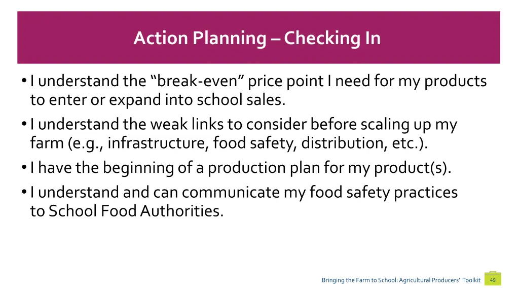 action planning checking in