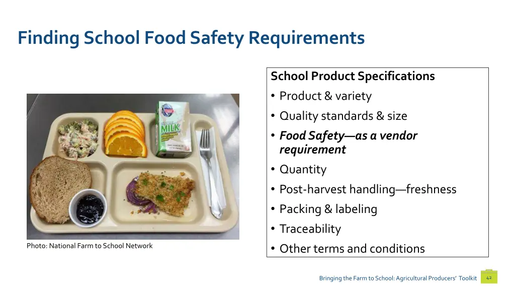 finding school food safety requirements