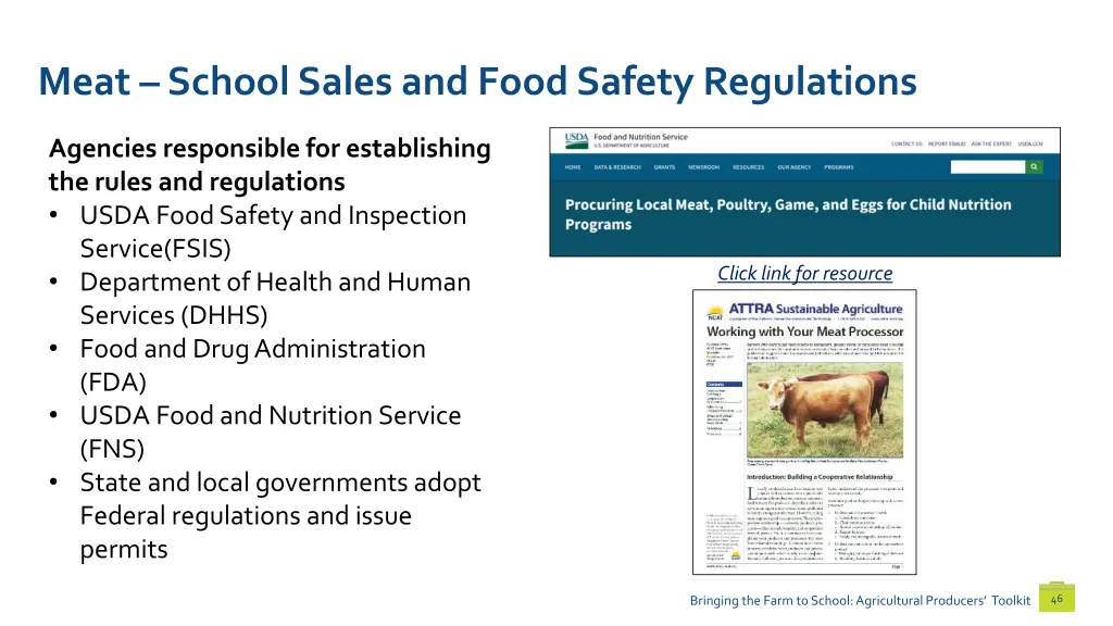 meat school sales and food safety regulations