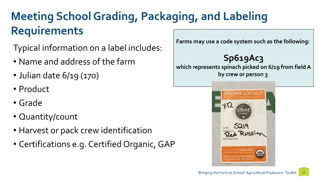 meeting school grading packaging and labeling