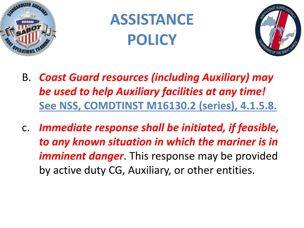 assistance policy 1