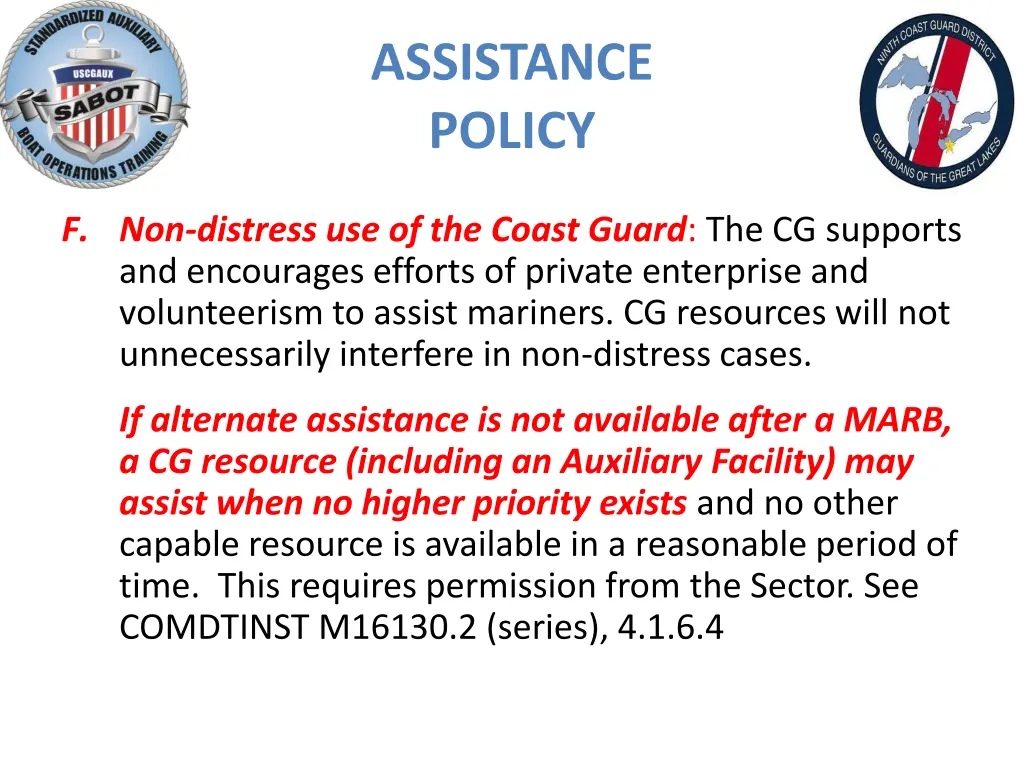 assistance policy 3