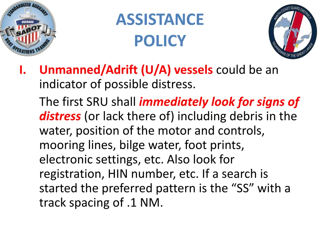 assistance policy 6