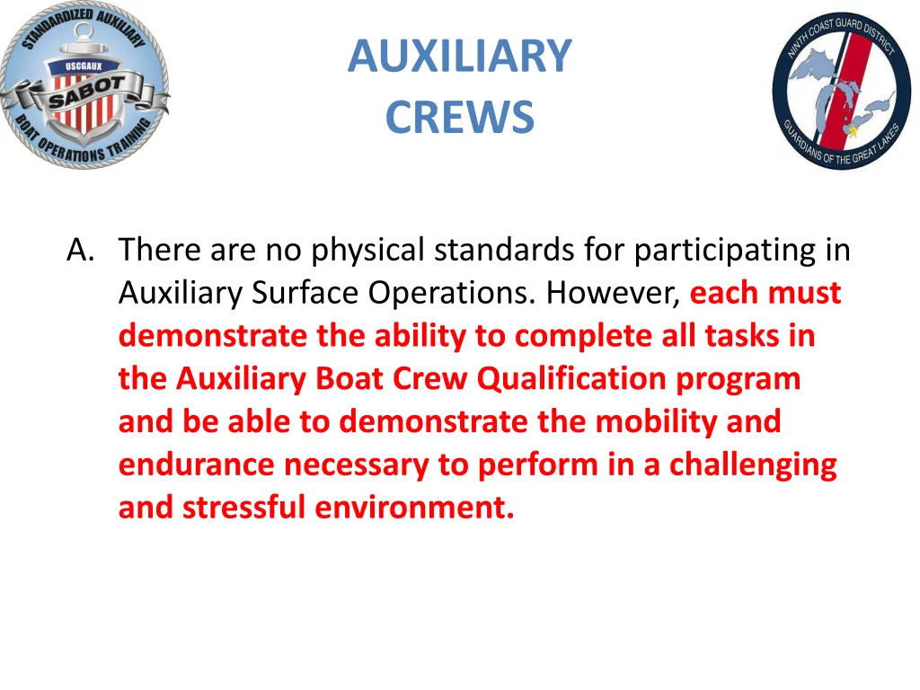 auxiliary crews