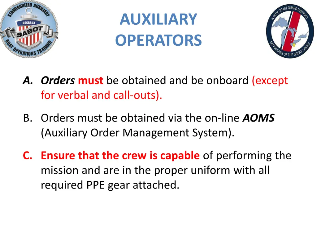 auxiliary operators