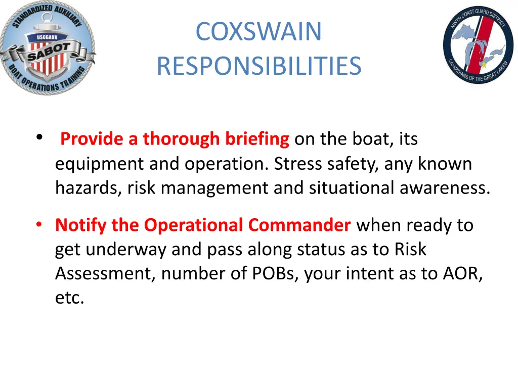 coxswain responsibilities 1