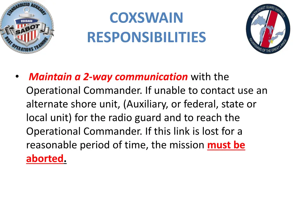 coxswain responsibilities 2