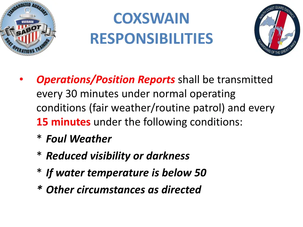 coxswain responsibilities 3