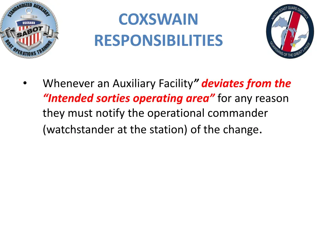 coxswain responsibilities 4