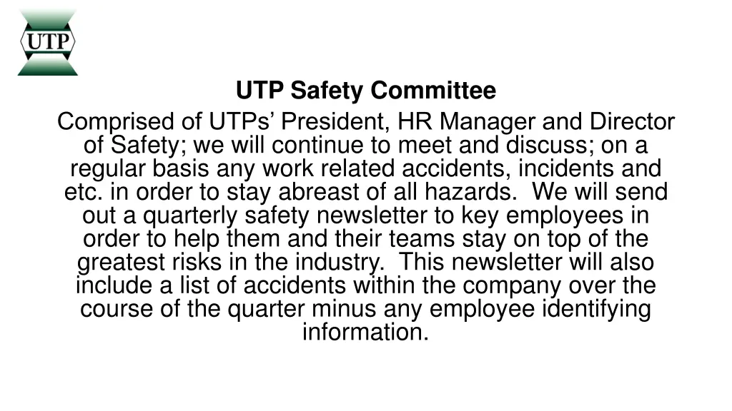 utp safety committee